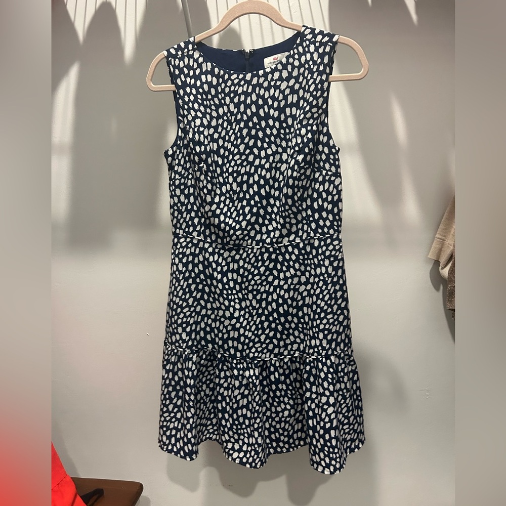 Vineyard Vines Navy and White Sleeveless Printed Sundress